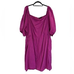 Lane Bryant magenta puff sleeve babydoll dress